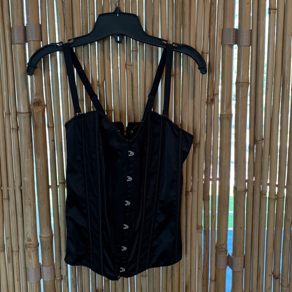 Black satin/lace bustier by Torrid, 1X New - Picture 2 of 4